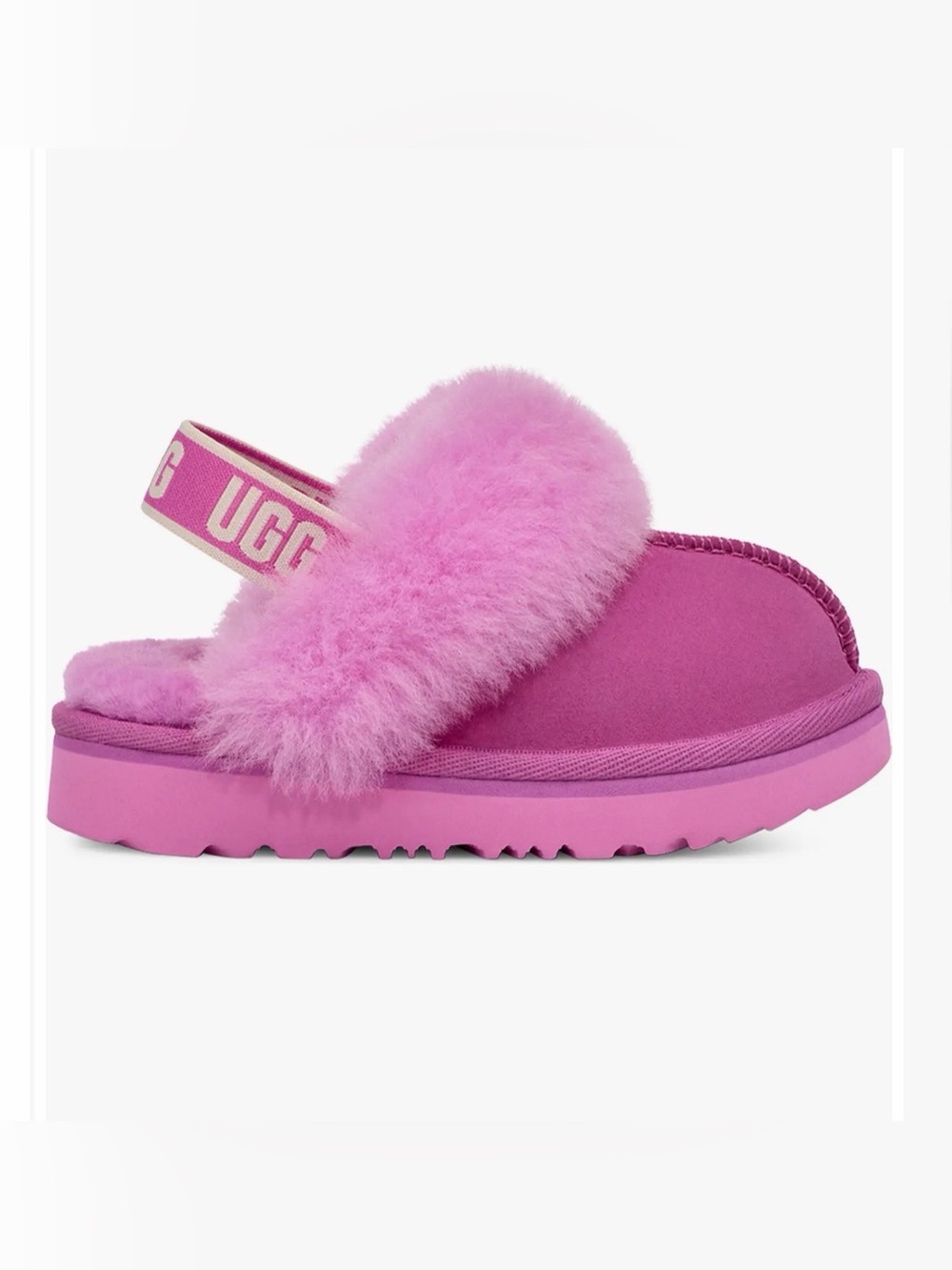 UGG Funkette Toddler Girl Sz 9 Hot Pink Shearling Sling Slide Slippers Grt Cond!